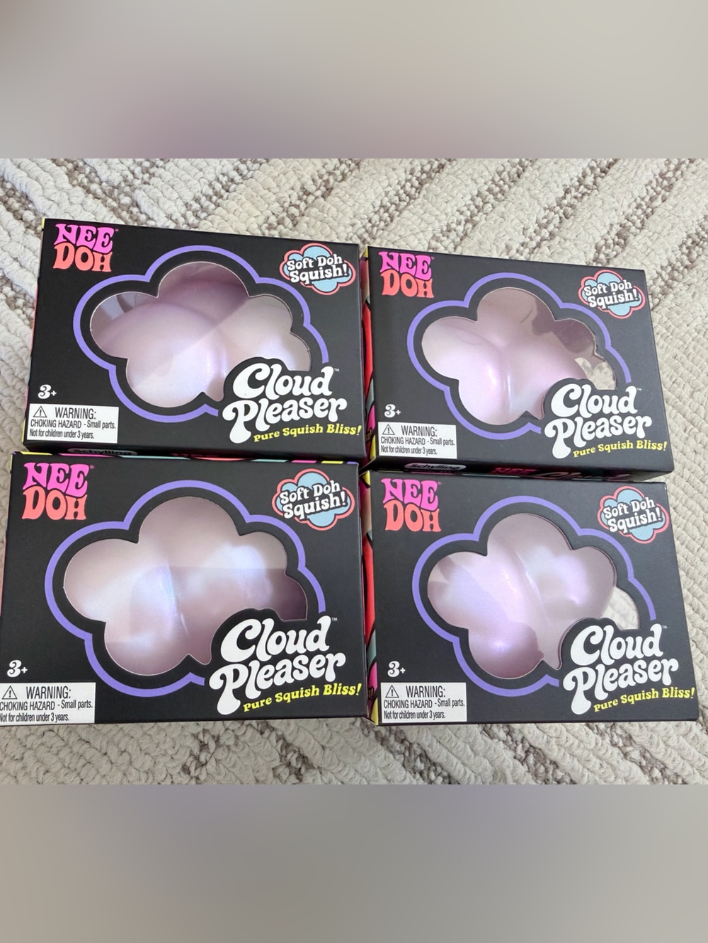 Bundle of 4 Nee Doh Cloud Pleaser Soft Squish Kids Toy - Pink